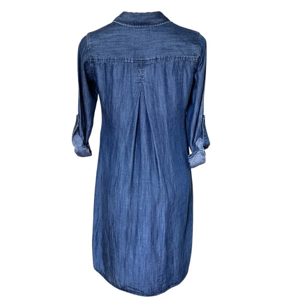 Soft Surroundings Chambray Button Front Shirt Dress Size Small